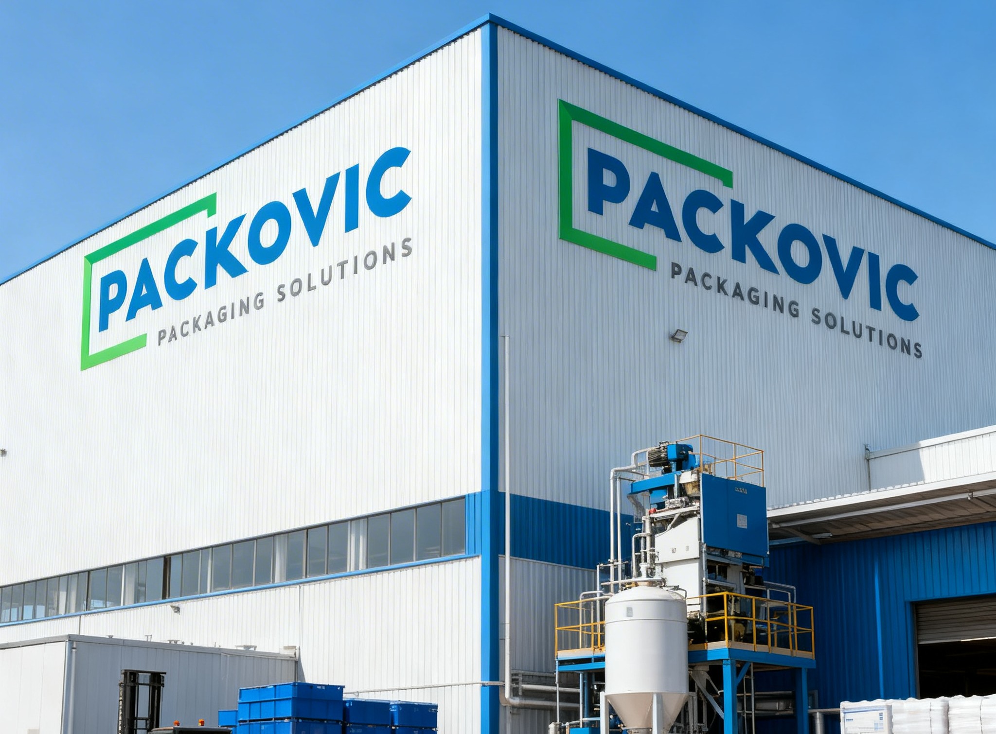 modern industrial factory production capacity warehouse with large storage tanks and equipment, professional industrial photography